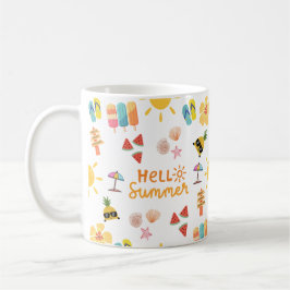 Schattigeste Hallo Zomer Naadloos Patroon Koffiemok