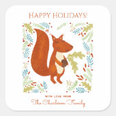 Schattigeste Prettige feestdagen eekhoorn Vierkante Sticker (Voorkant)