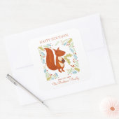 Schattigeste Prettige feestdagen eekhoorn Vierkante Sticker (Envelop)