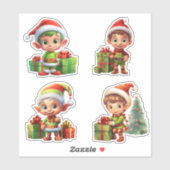 Schattigeste Prettige feestdagen Elf Gift Packing  Sticker (Vel)