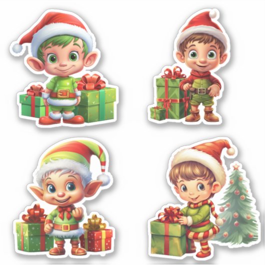 Schattigeste Prettige feestdagen Elf Gift Packing  Sticker (Voorkant)