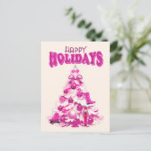 Schattigeste Prettige feestdagen Girly Pink Christ Briefkaart (Staand voorkant)