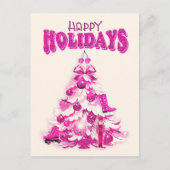 Schattigeste Prettige feestdagen Girly Pink Christ Briefkaart (Voorkant)