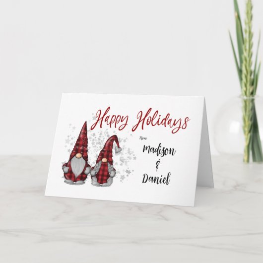 Schattigeste Prettige feestdagen Gnome Red Buffalo (Voorkant)