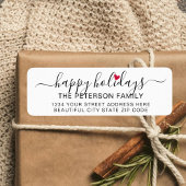 Schattigeste Prettige feestdagen hartscript Etiket