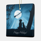 Schattigeste Prettige feestdagen hond en kat Keramisch Ornament (Links)