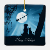 Schattigeste Prettige feestdagen hond en kat Keramisch Ornament (Achterkant)