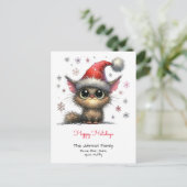Schattigeste Prettige feestdagen kat in een Santa Briefkaart (Staand voorkant)