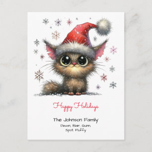 Schattigeste Prettige feestdagen kat in een Santa  Briefkaart