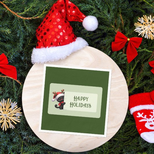 Schattigeste Prettige feestdagen kerstkat - Servet