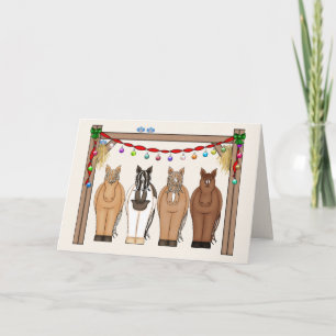 Schattigeste Prettige feestdagen paarden Kaart