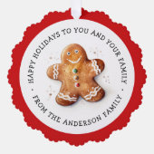 Schattigeste prettige feestdagen peperkoek man en  ornament kaart (Voorkant)