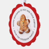 Schattigeste prettige feestdagen peperkoek man en  ornament kaart (Links)