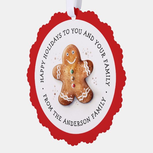 Schattigeste prettige feestdagen peperkoek man en ornament kaart (Links)