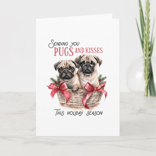 Schattigeste Prettige feestdagen Pugs hond Kerst (Voorkant)