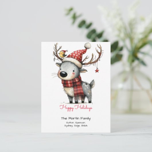 Schattigeste Prettige feestdagen rendier in een Sa Briefkaart (Staand voorkant)