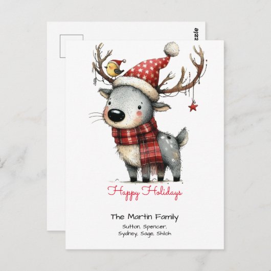 Schattigeste Prettige feestdagen rendier in een Sa Briefkaart (Voorkant / Achterkant)