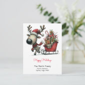 Schattigeste Prettige feestdagen rendier trekt aan Briefkaart (Staand voorkant)