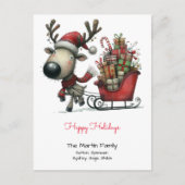Schattigeste Prettige feestdagen rendier trekt aan Briefkaart (Voorkant)