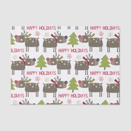 Schattigeste Prettige feestdagen rendieren Kerst Tissuepapier (Voorkant)