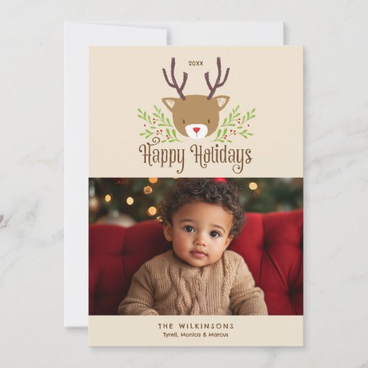 Schattigeste Prettige feestdagen rendierneutraal Feestdagenkaart (Voorkant)