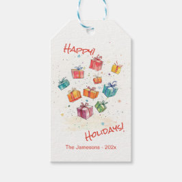 Schattigeste Prettige feestdagen retro Cadeaulabel