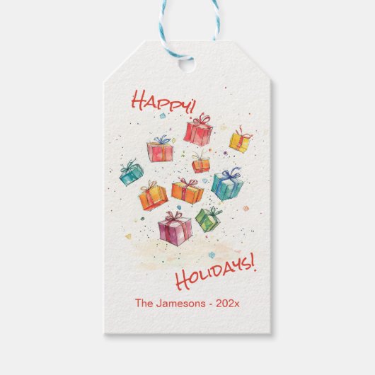 Schattigeste Prettige feestdagen retro Cadeaulabel (Voorkant)