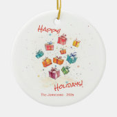 Schattigeste Prettige feestdagen retro Keramisch Ornament (Voorkant)