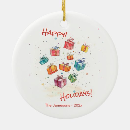 Schattigeste Prettige feestdagen retro Keramisch Ornament (Achterkant)