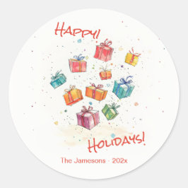 Schattigeste Prettige feestdagen retro Ronde Sticker