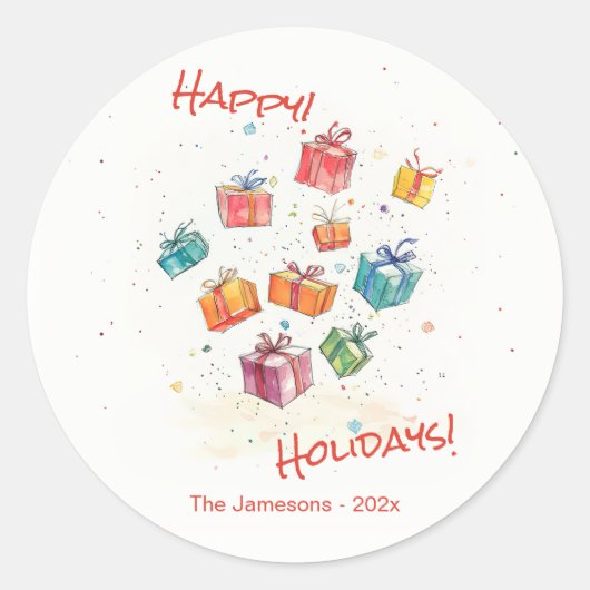 Schattigeste Prettige feestdagen retro Ronde Sticker (Voorkant)