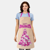 Schattigeste Prettige feestdagen roze kerstboom Schort (Gedragen)