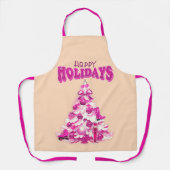 Schattigeste Prettige feestdagen roze kerstboom Schort (Voorkant)