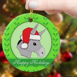 Schattigeste Prettige feestdagen Santa Donkey Holl Keramisch Ornament