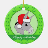 Schattigeste Prettige feestdagen Santa Donkey Holl Keramisch Ornament (Achterkant)