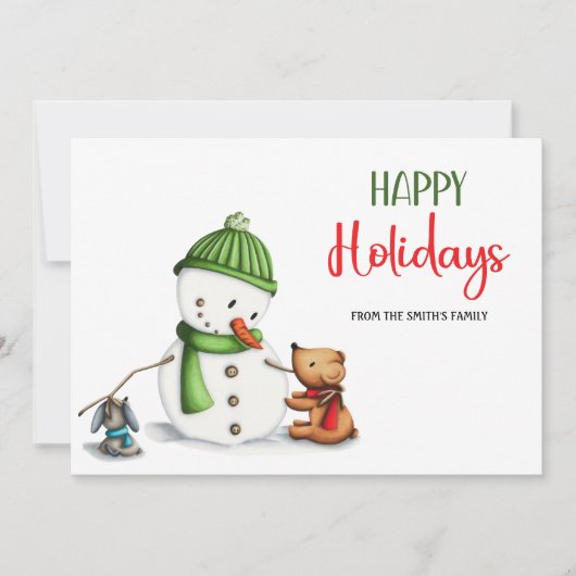 Schattigeste Prettige feestdagen Script Snowman Feestdagenkaart (Voorkant)