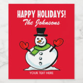 Schattigeste Prettige feestdagen sneeuwman Kerst Wijn Etiket (Enkel label)