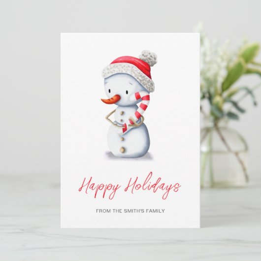 Schattigeste Prettige feestdagen Sneeuwman Winter Feestdagenkaart (Staand voorkant)