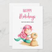 Schattigeste Prettige feestdagen zeemeermin Feestdagenkaart (Voorkant / Achterkant)