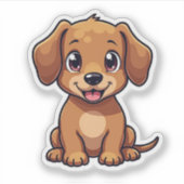 Schattigheid op wielen, Schattige teckel Kawaii, Sticker (Voorkant)