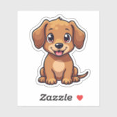 Schattigheid op wielen, Schattige teckel Kawaii, Sticker (Vel)