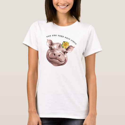 Schattigheid Overload! Schattige Pygmee Hippo T-shirt (Voorkant)