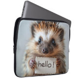 Schattigste Hallo egel Holding "?!" Bordjee Laptop Sleeve (Voorkant Rechts)