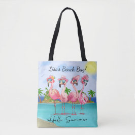 Schattigste Hallo roze? Zomerflamingo's op het str Tote Bag