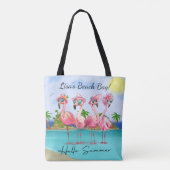 Schattigste Hallo roze? Zomerflamingo's op het str Tote Bag (Achterkant)