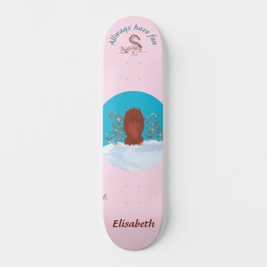 Schatzoeken leuk eekhoorn graven aangepaste naam persoonlijk skateboard (Voorkant)