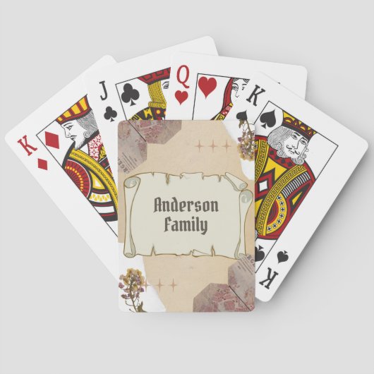 Schatzoekerscollage, familienaam pokerkaarten (Achterkant)