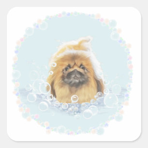 Schaumbad Vierkante Sticker