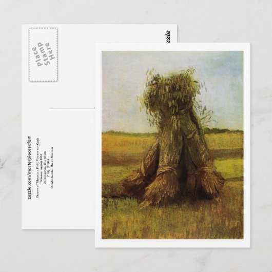 Schaven van tarwe in veld, Van Gogh Fine Art Briefkaart (Voorkant / Achterkant)