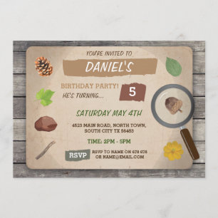 SCHAVENGER HUNT KIDS BIRTHDAY ARTIJ GARDEN INVITE KAART